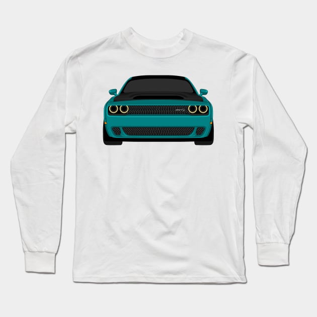 DODGE DEMON FRONT TEAL Long Sleeve T-Shirt by VENZ0LIC